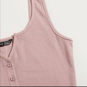 Notch neck Button Front crop top